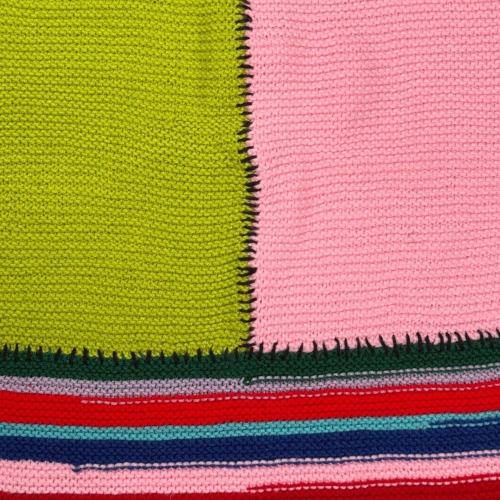 Vintage Hand Knit Patchwork Sweater Colorblock Bo… - image 4